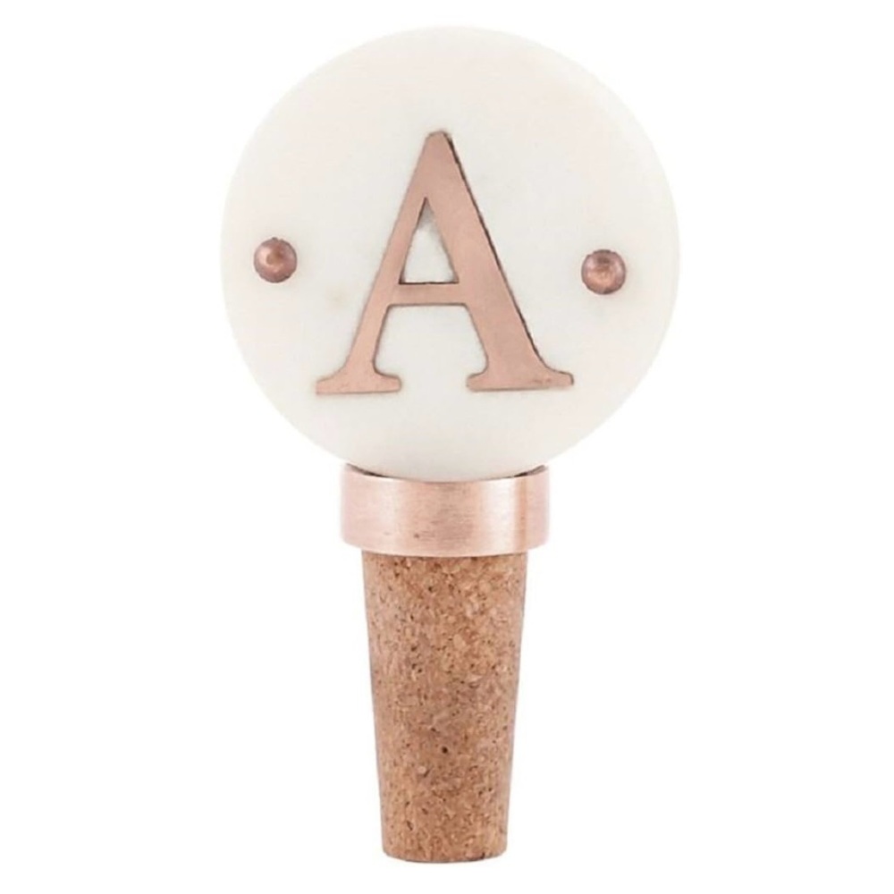Mud Pie “A” Initial Copper Marble Wine Bottle Topper